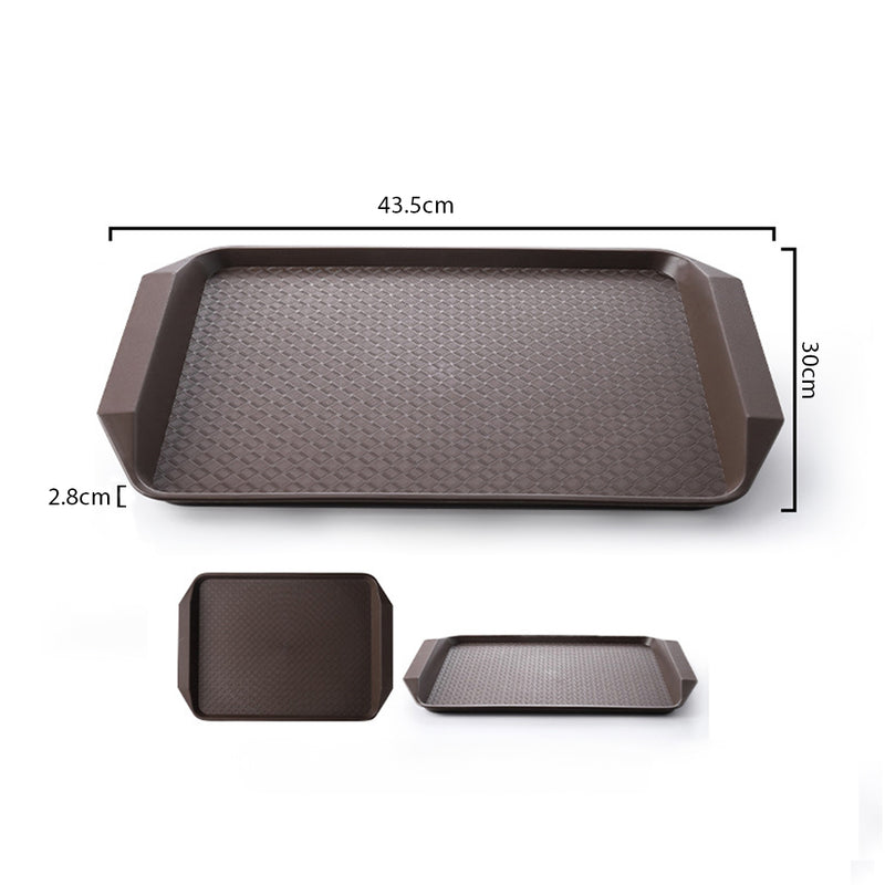Rectangular Serving Tray Stackable Waterproof PVC 43.5cm Set of 5 Coffee