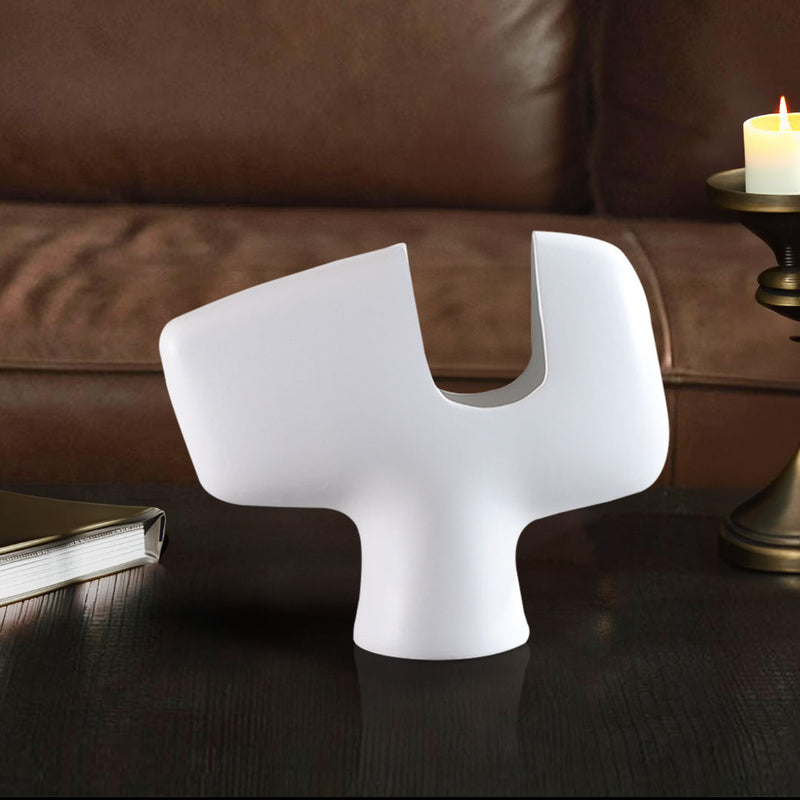 Modern Curved Ceramic Vase 44x35cm Sculptural White Decorative Accent