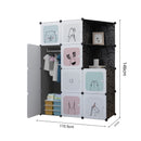 10 Cubes Portable Black Wardrobe Polypropylene Modular Storage Closet With Doors