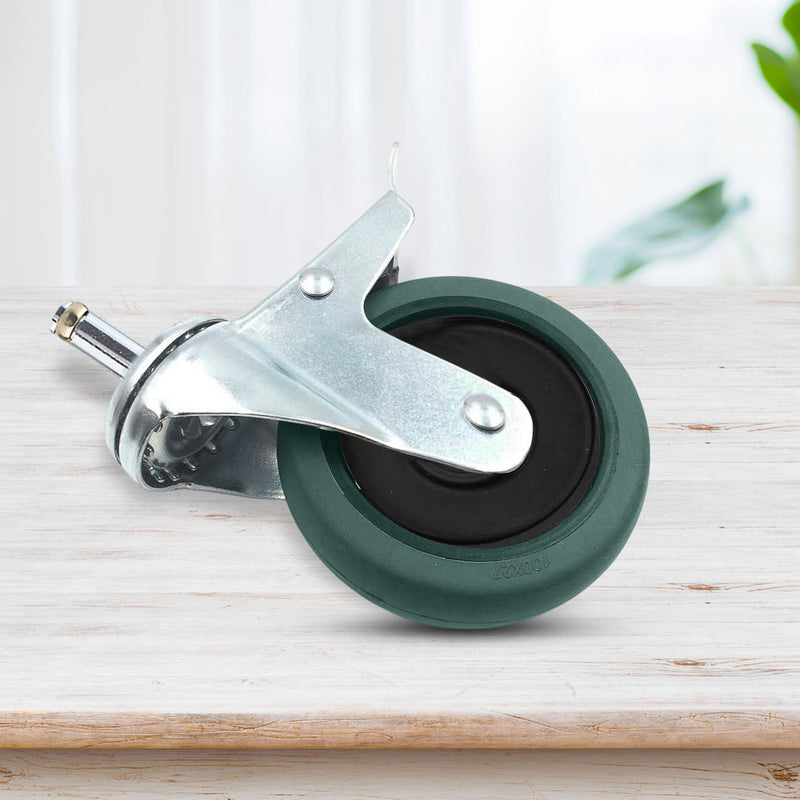 2X 4 Inch Polyurethane Swivel Caster Wheels With Brake Heavy Duty 25kg Each