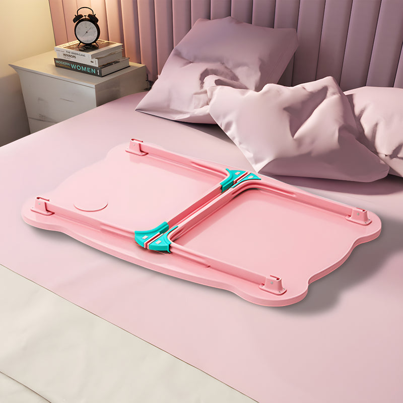 2X Pink Foldable Bed Table Particleboard Metal 60x48x28cm Mini Drawer