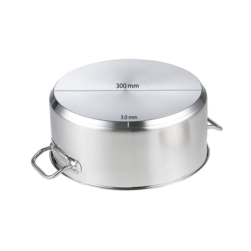 Stock Pot 14L Thick Stainless Steel 18/10 No Lid Commercial Heavy Duty Durable
