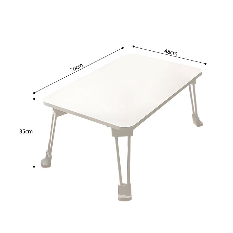 Portable Adjustable Bed Table Particleboard Metal 70x48x35cm White Cup Holder