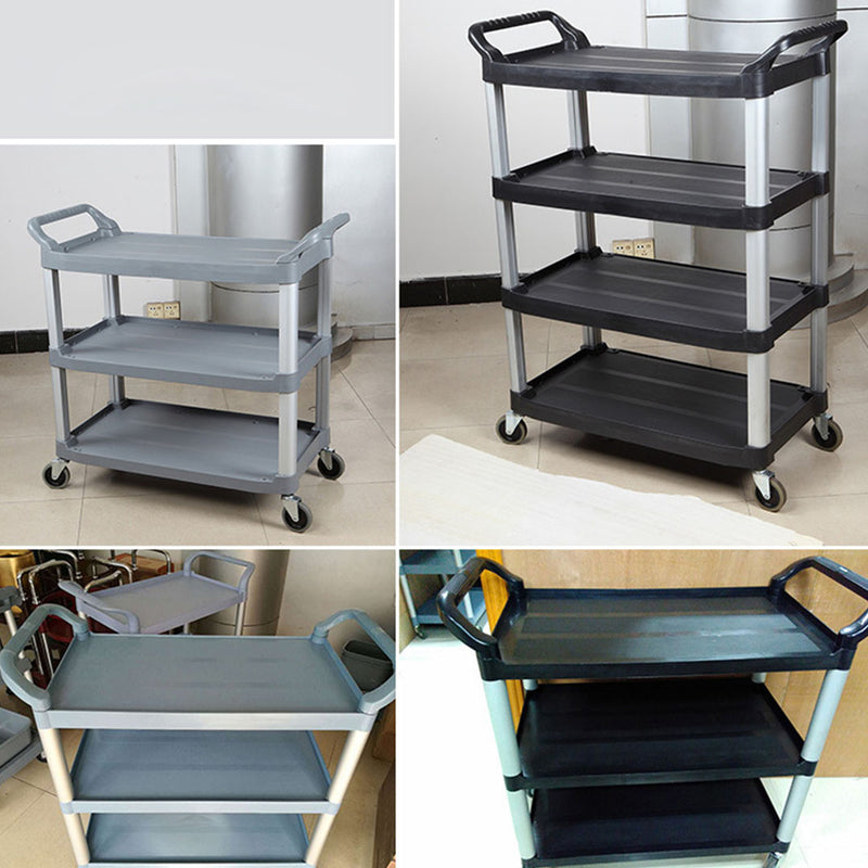2X 4 Tier Black Kitchen Cart Portable PVC Metal Utility Trolley with Wheels