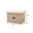 Beige Foldable Canvas Storage Box Medium Durable Dustproof Organizer Basket