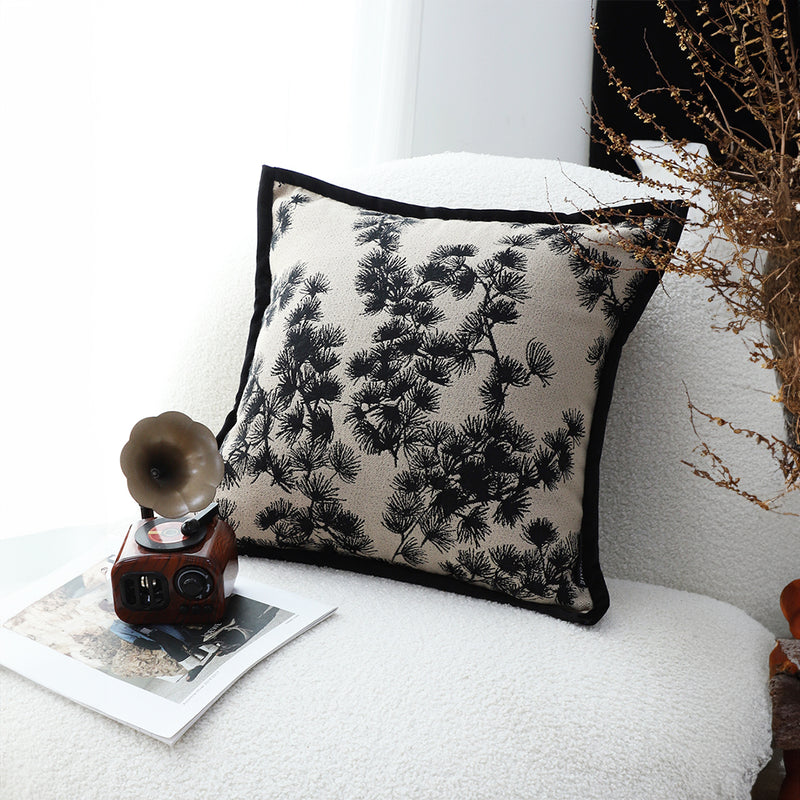 45x45x14cm Polyester Throw Pillow Square Black And White Wide Border