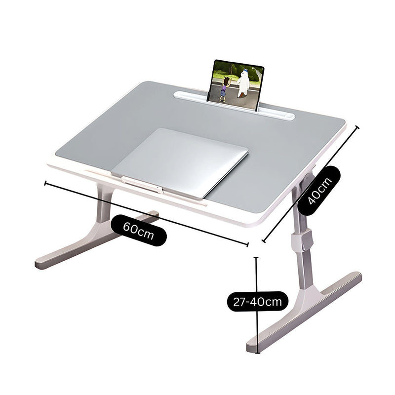 Small Grey 60x40cm Foldable Adjustable Laptop Bed Table Portable Study Desk