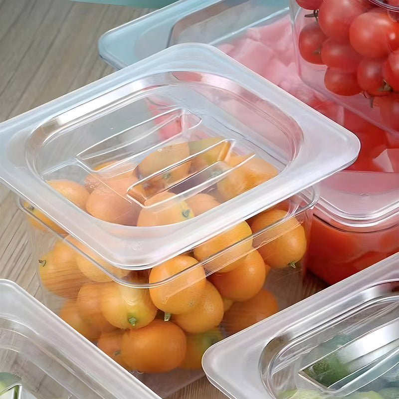 100mm Clear Gastronorm Food Storage Tray Set of 2 with Lids Polycarbonate