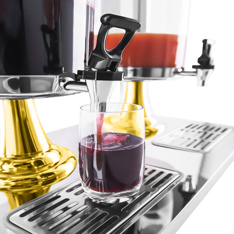 Dual 16L Commercial Stainless Steel ABS Transparent Beverage Dispenser Gold Silver
