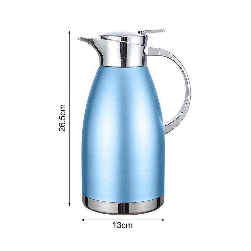 1.8L 3 Layer Vacuum Insulated Stainless Steel Flask Blue Leak Proof Wide Mouth