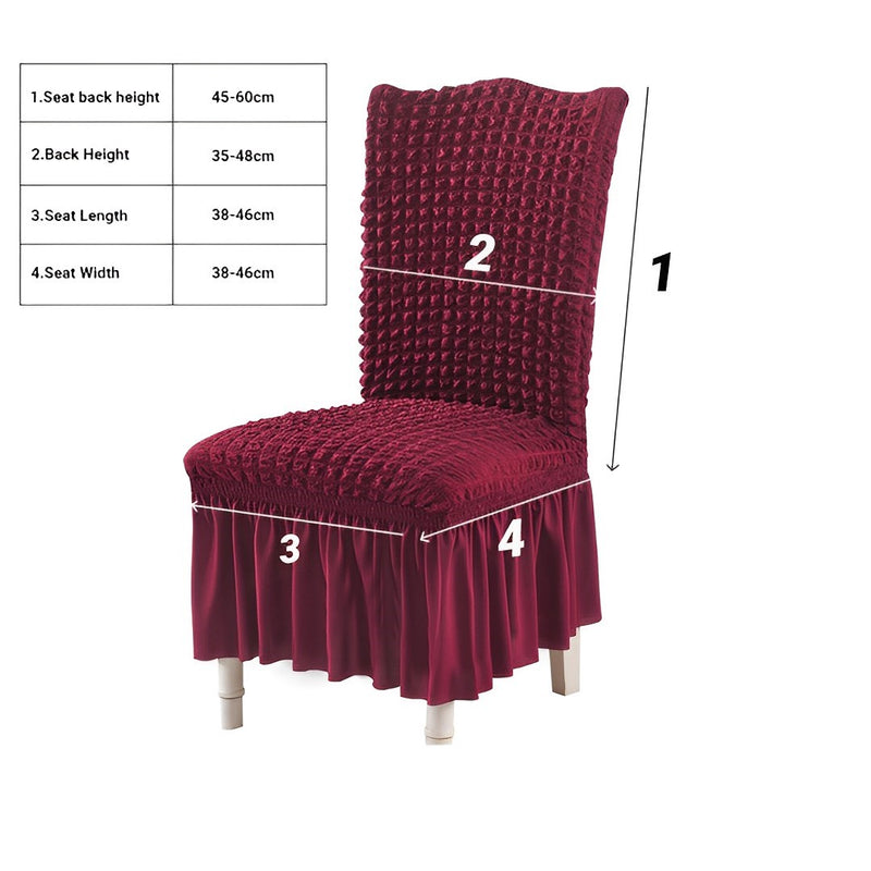 Stretch Polyester Chair Cover Ruffle Skirt Burgundy Fits Back 45 To 60 Cm