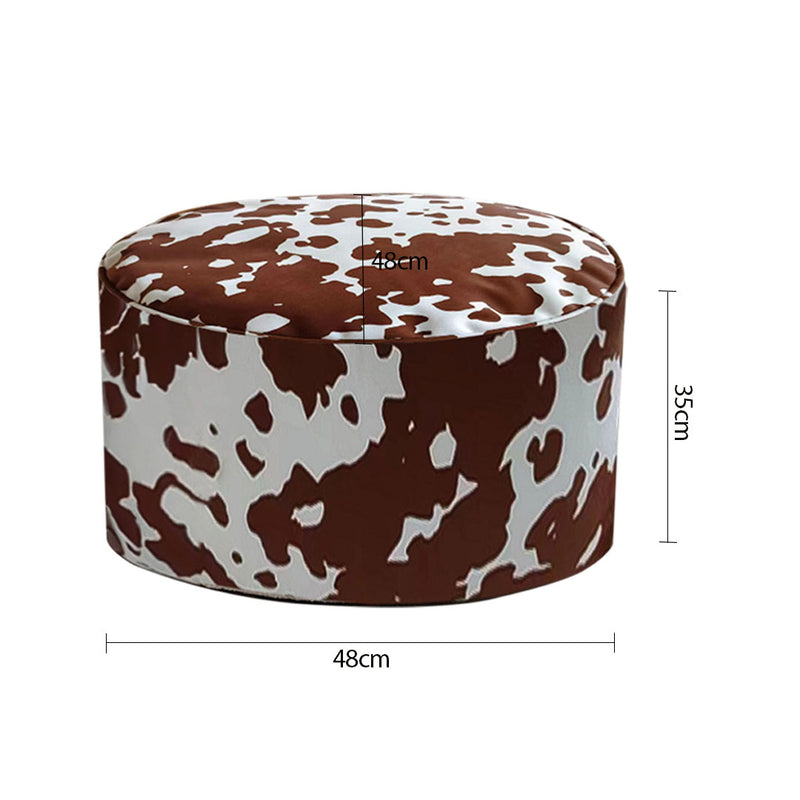 2X Round Pouffe Velvet Cotton Blend 48cm Dia 35cm H Multicolor Cushion