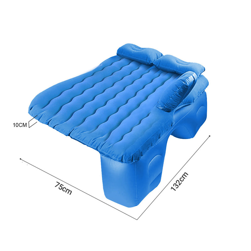 2X Inflatable Car Mattress Pvc 132cmx75cmx10cm Blue Ripple Air Bed With Pump