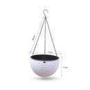 White Small Resin Hanging Flower Pot Self Watering Planter Outdoor Decor