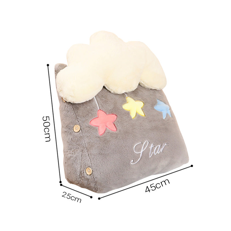 2X Grey Cloud Cushion PP Cotton Lumbar Wedge Pillow 45x25x50cm Bedside