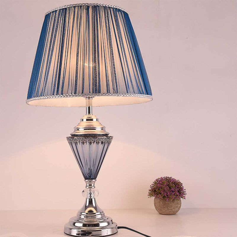 Elegant Metal And Fabric Table Lamp 36cm X 63cm Drum Shade Warm Light