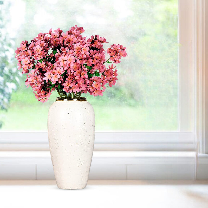 Large Handcrafted Ceramic Flower Vase 35x17cm White With Gold Accent