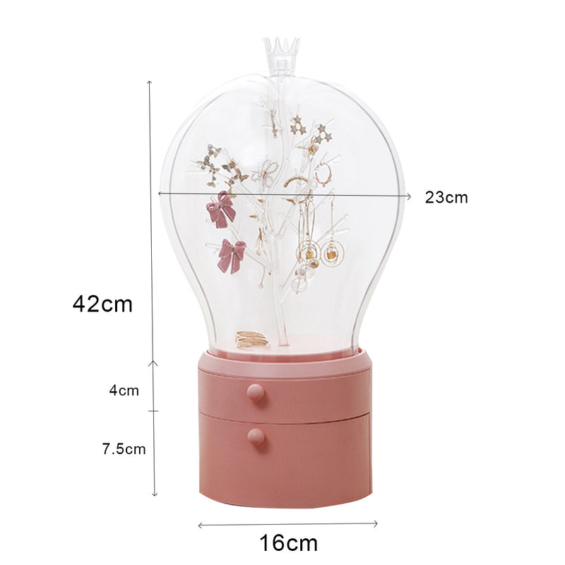 Pink 2 Layer Rotating Jewelry Box Waterproof Dustproof Organizer 360 Degree