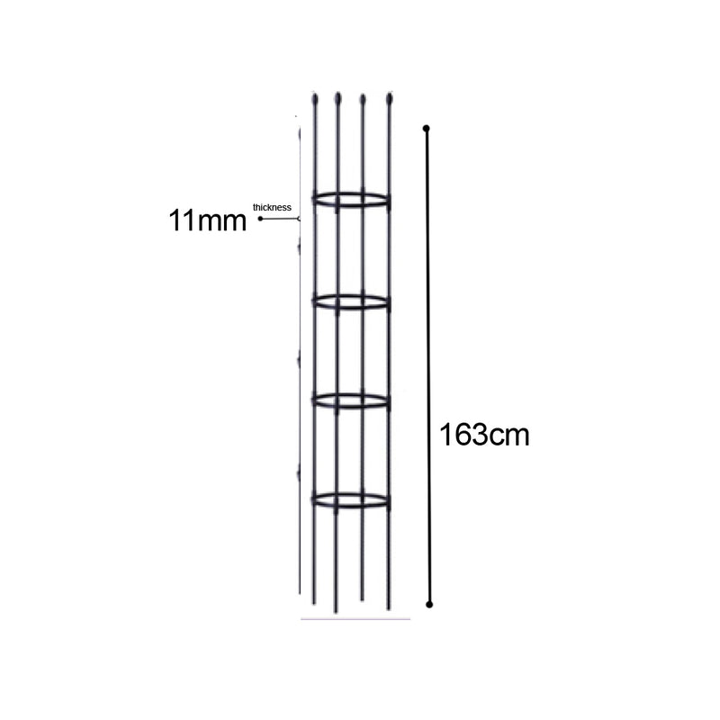 2X 163cm Steel Garden Plant Trellis Frame Stand Support Rings Black Outdoor
