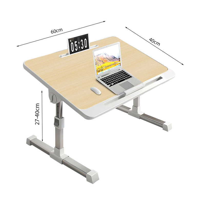 60X40cm Wood Foldable Portable Laptop Bed Table Adjustable With Tablet Slot