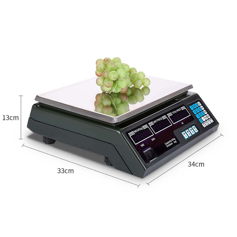 Digital Commercial Kitchen Scale Stainless Steel 40kg/5g Double-Sided Display