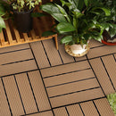 11 pcs Coffee Wooden Composite Decking Tiles Outdoor Durable Slip-Resistant