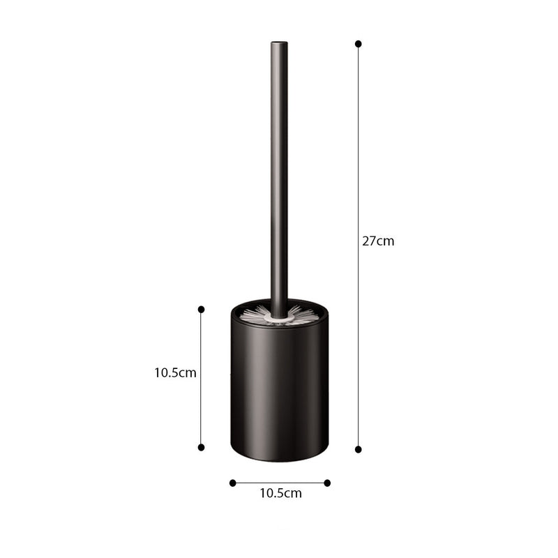 Wall Mounted Toilet Brush with Holder Aluminum Rust Resistant Black 27cm