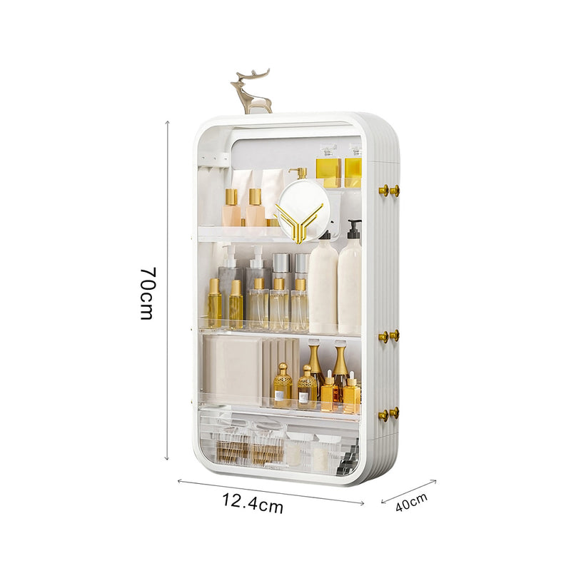 White 3 Tier Cosmetic Storage Rack Vanity Tray Organizer ABS Material 40cm