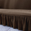 1-Seater Coffee Sofa Slipcover Ruffled Skirt Stretchable Durable Protector