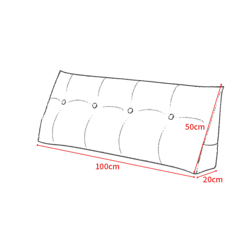 100cm Triangular Wedge Bed Pillow Polyester Rose Red Button Tufted Backrest