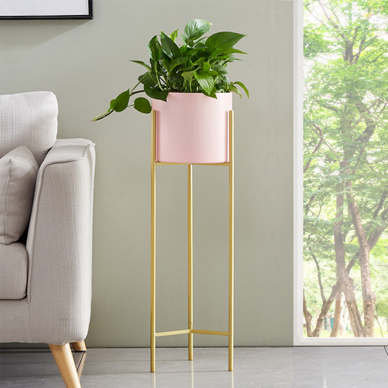 4X 2 Layer 60cm Painted Iron Plant Stand Gold With Pink Enamel Pot Corner
