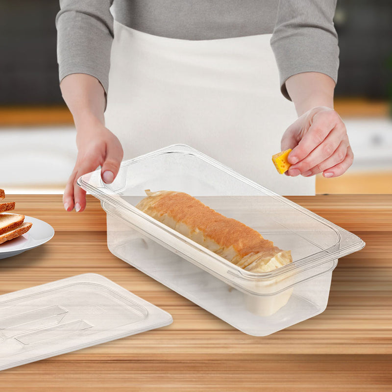 Clear Polycarbonate GN Pan 1/3 Food Tray Set of 2 With Lids 100mm