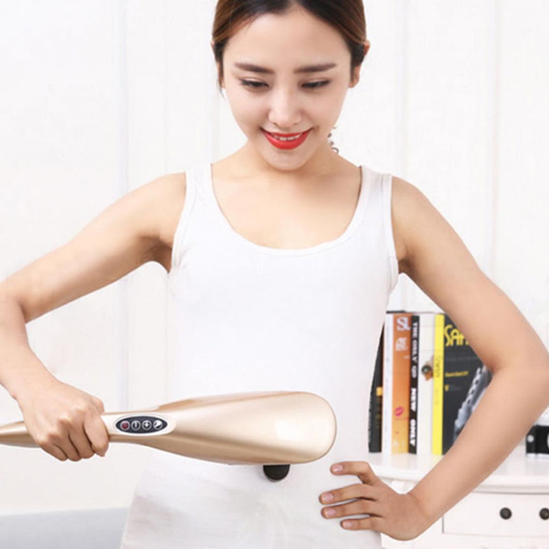 Portable Handheld Massager 6 Heads Dual Speed Deep Tissue Shoulder Neck Gold