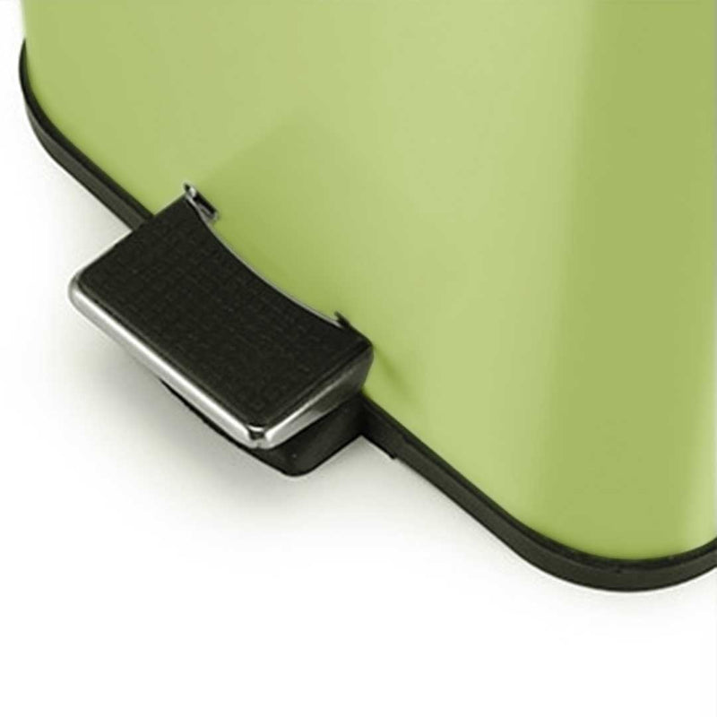 2X 12L Stainless Steel Foot Pedal Trash Bin Square Green Hands Free Recycling