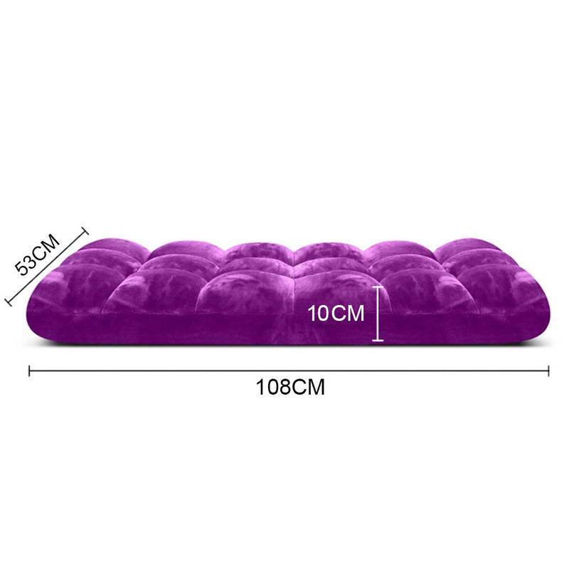 6 Position Floor Recliner Folding Cushion Memory Foam Plush 108x53x10cm Purple