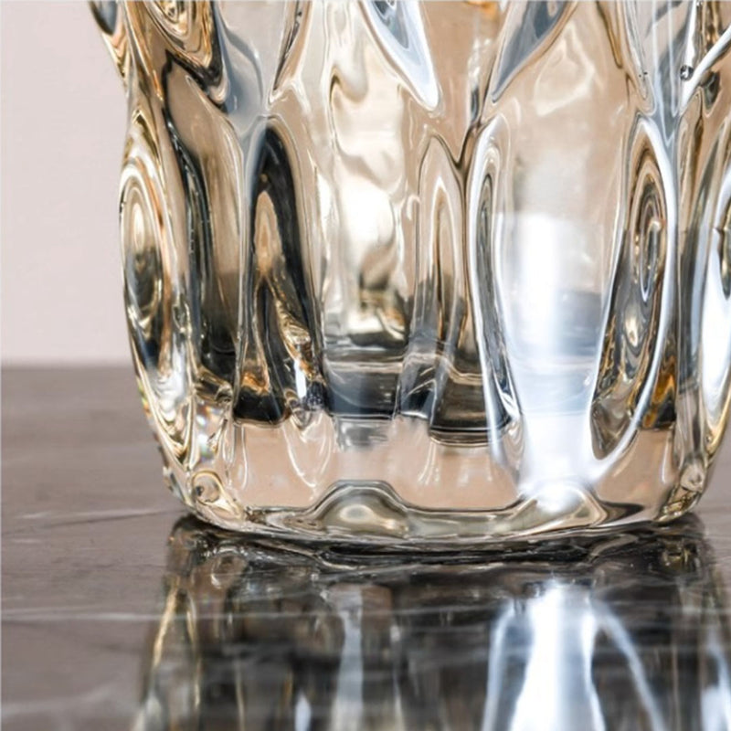 Hand Blown Thick Glass Vase 29cm Tall Slim Clear With Pink Hue