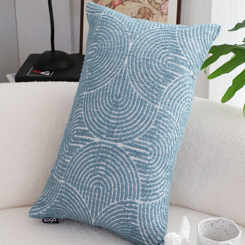 2X Throw Pillow Blue Polyester Cotton 35x55x18cm Indoor Outdoor Corded
