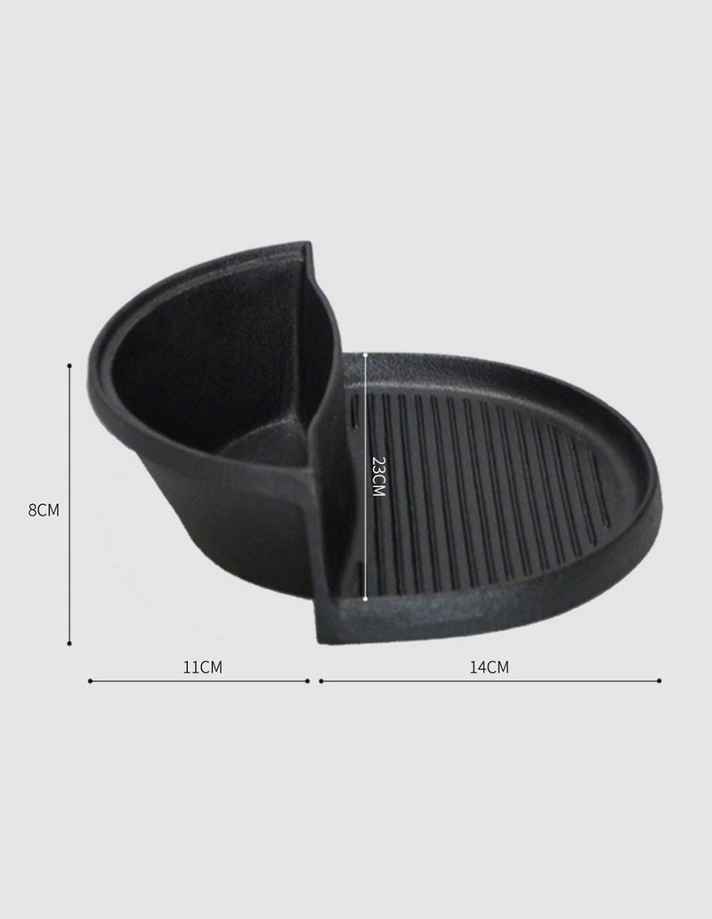 2X Cast Iron Ribbed Fry Pan Skillet Griddle Hot Pot BBQ Non-Stick Black