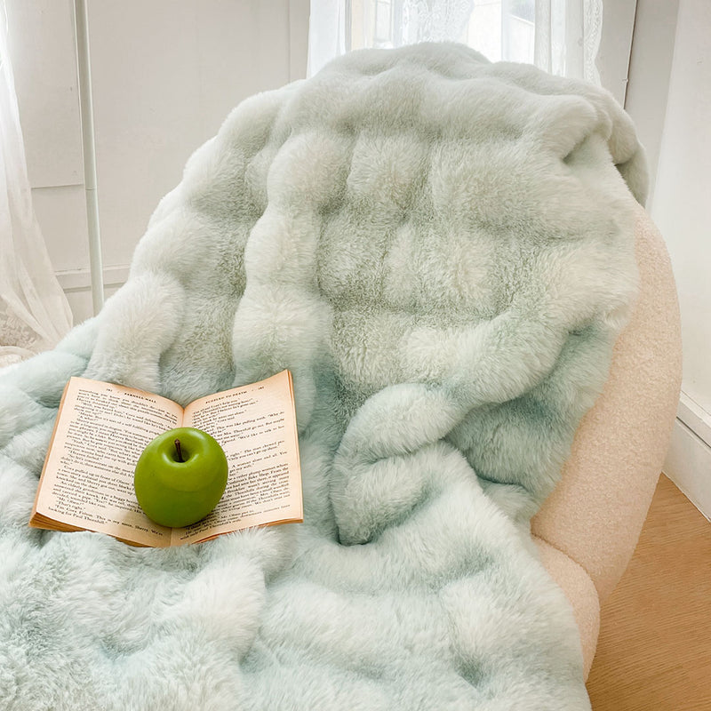 Fuzzy Super Soft Cozy Fluffy Throw Blanket Polyester 200x230cm Light Green