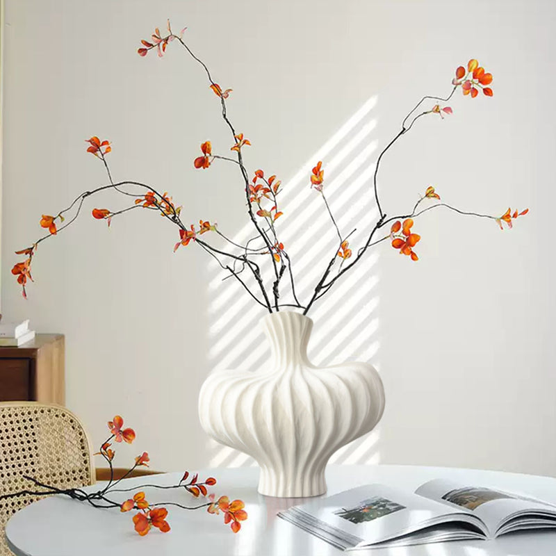Small Ceramic Vase 25X24cm Matte White Countertop Decor Handmade