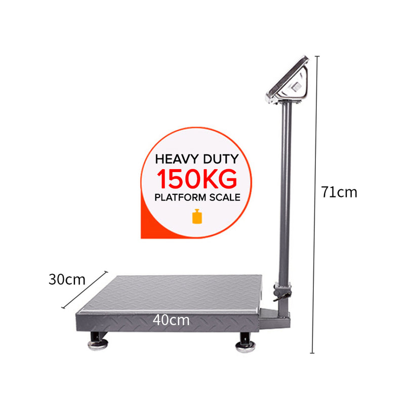 150kg Digital Platform Scale Electronic LCD Display Stainless Steel Black