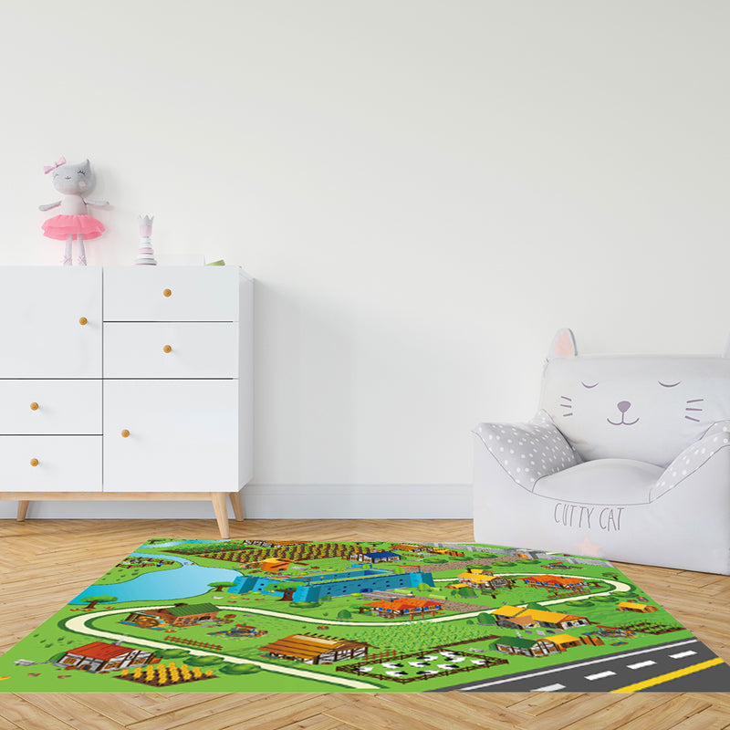 2X 120cm Kids Play Mat Street Map Rug Educational Polyester Area Carpet Multicolor