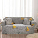1-Seater Stretch Sofa Cover Geometric Print Polyester Grey Protector Slipcover