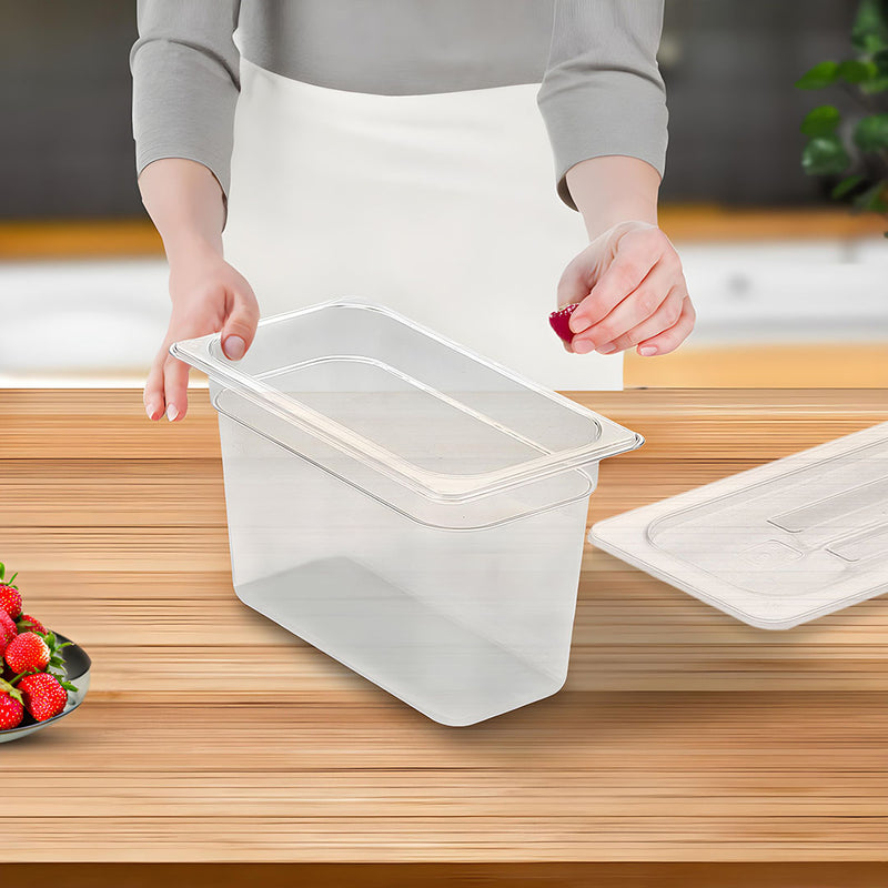 Transparent Polycarbonate GN Pan 1/3 Food Tray 200mm Bundle of 2 With Lid