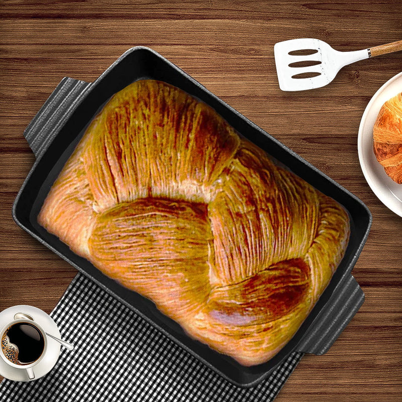 Cast Iron 33cm Baking Dish Rectangle Bread Cake Lasagna Pan Non Stick