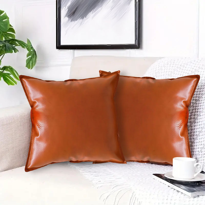 2X 45cm Brown Velvet Throw Pillow Plush Modern Decorative Cushion Set
