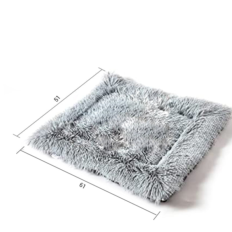 2X Dual Purpose Plush Pet Bed Cushion Mat Cloth 40cmx26cmx13cm Black Anti Slip