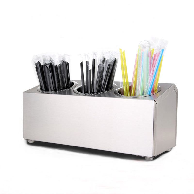 2X 18/10 Stainless Steel Cutlery Holder 3 Holes Rectangular 385X150X180mm