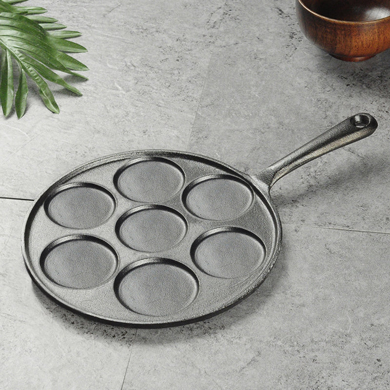 Cast Iron Takoyaki Fry Pan 7 Hole Mold 23cm Nonstick Skillet for Octopus Balls