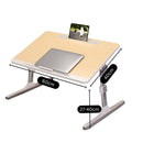 Wood Portable Foldable Laptop Bed Table 60X40cm Adjustable Height Natural Finish